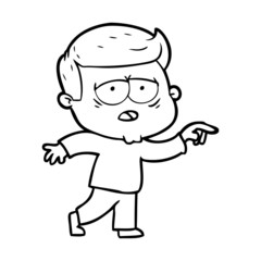 cartoon tired man