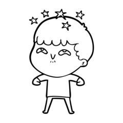 cartoon amazed boy