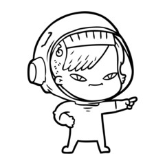 cartoon astronaut woman