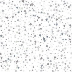 Silver glitter stars falling from the sky on white background. Abstract Background. Glitter pattern for banner. Vector illustration.