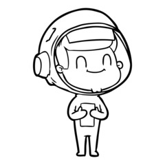 happy cartoon astronaut man