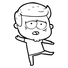 cartoon tired man
