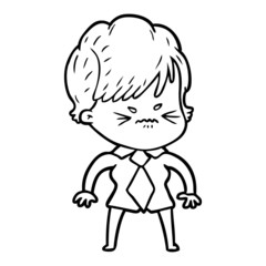 cartoon frustrated woman