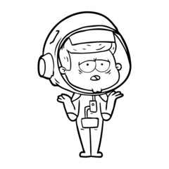 cartoon tired astronaut