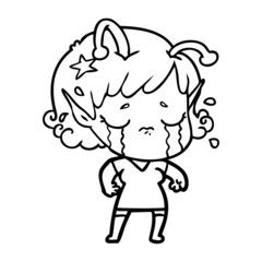 Obraz premium cartoon crying alien girl