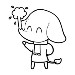cute cartoon elephant spouting water