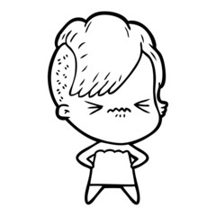 cartoon annoyed hipster girl