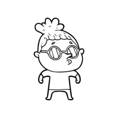 cartoon woman wearing glasses