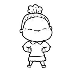 cartoon peaceful old woman