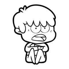 worried cartoon boy