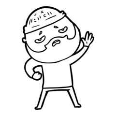 cartoon worried man with beard