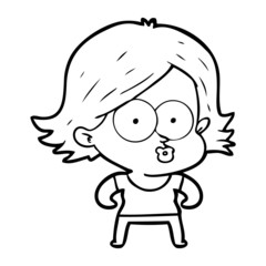 cartoon girl pouting