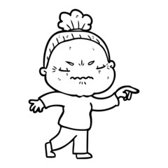 cartoon annoyed old lady