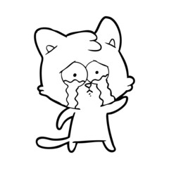 Obraz na płótnie Canvas crying cartoon cat
