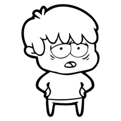 cartoon exhausted boy