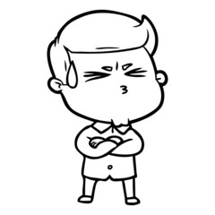 cartoon man sweating