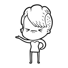 cartoon annoyed hipster girl