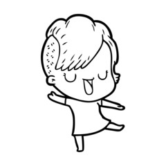 cute cartoon girl with hipster haircut