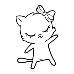 cute cartoon cat with bow