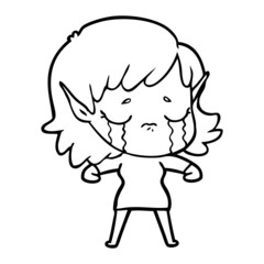 cartoon crying elf girl