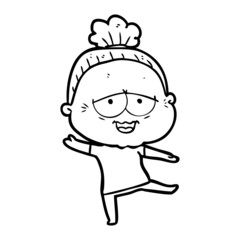 cartoon happy old lady