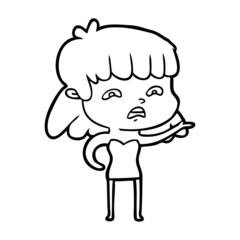 cartoon worried woman