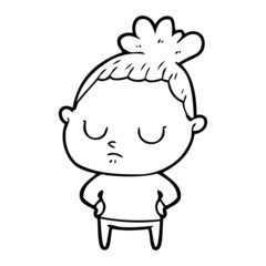 cartoon calm woman