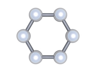 Graphene molecular cluster, top view 3d
