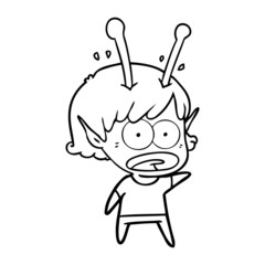 cartoon shocked alien girl