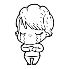 cartoon woman crying