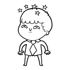cartoon amazed boy