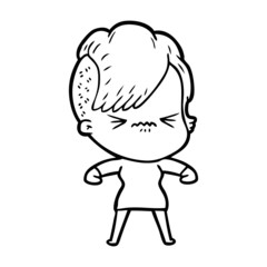 cartoon annoyed hipster girl