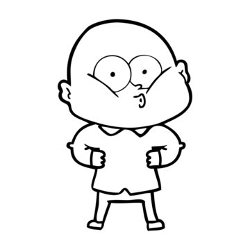 cartoon bald man staring
