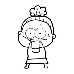 cartoon happy old woman