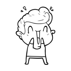 cartoon happy man laughing