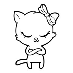 cute cartoon cat with bow