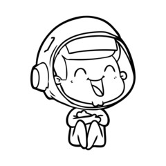 happy cartoon astronaut