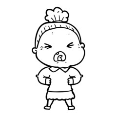 cartoon angry old woman