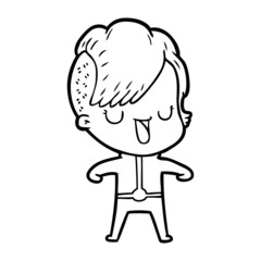 cute cartoon girl with hipster haircut