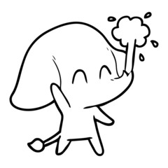 Fototapeta premium cute cartoon elephant spouting water