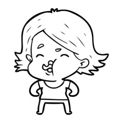 cartoon girl pulling face