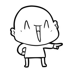 happy cartoon bald man