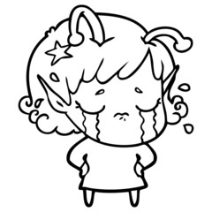 cartoon crying alien girl