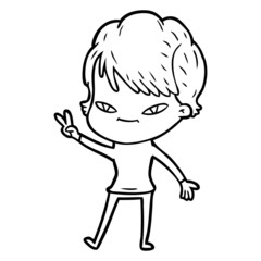 cartoon happy woman
