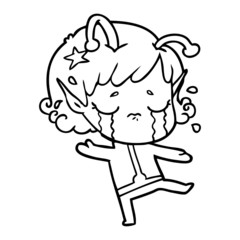 cartoon crying alien girl