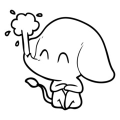 cute cartoon elephant spouting water