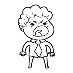 cartoon furious man