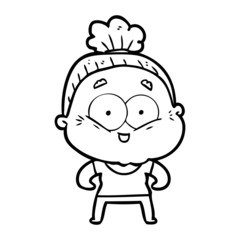cartoon happy old woman