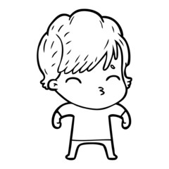 cartoon woman thinking