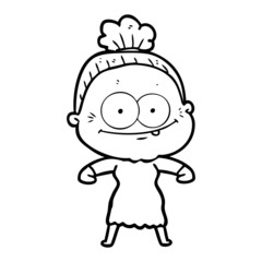 cartoon happy old woman